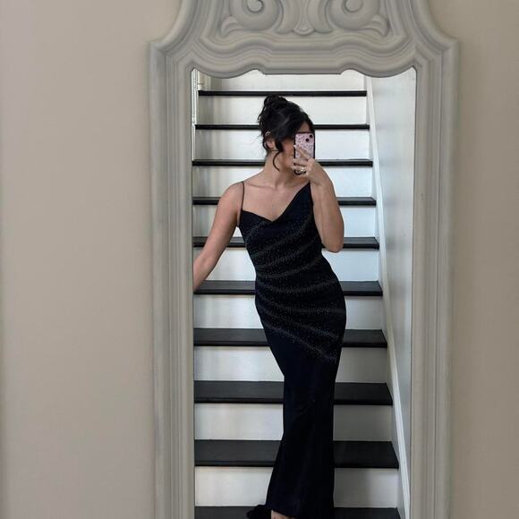 Stunning Vtg 2000s backless beaded Maxi Dress *flaw* - Picture 2 of 8